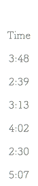&nbsp;Time 3:48 2:39 3:13 4:02 2:30 5:07